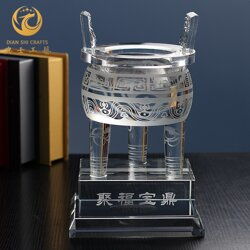 水晶圆鼎,工厂乔迁活动礼品,公司上市庆典纪念品价格